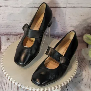 HASSIA Evelyn Women's Black Leather Mary Jane Shoes Size 6 US