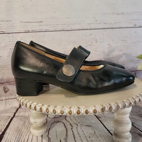 HASSIA Evelyn Women's Black Leather Mary Jane Shoes Size 6 US