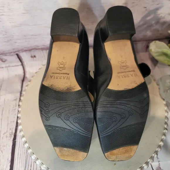 HASSIA Evelyn Women's Black Leather Mary Jane Shoes Size 6 US