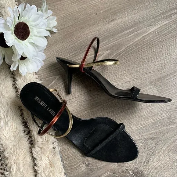 HELMUT LANG BLACK SLINGBACK HEELS