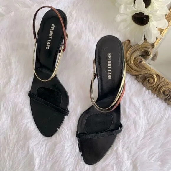 HELMUT LANG BLACK SLINGBACK HEELS