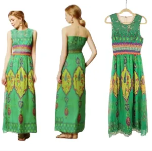 Hemant &amp; Nandita Mintzita Maxi Green Dress