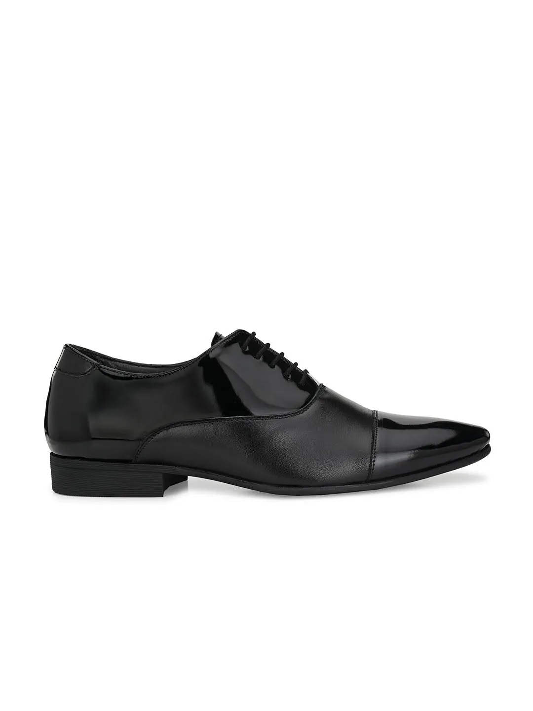Hitz Men's Black Derby Formal Leather Shoes