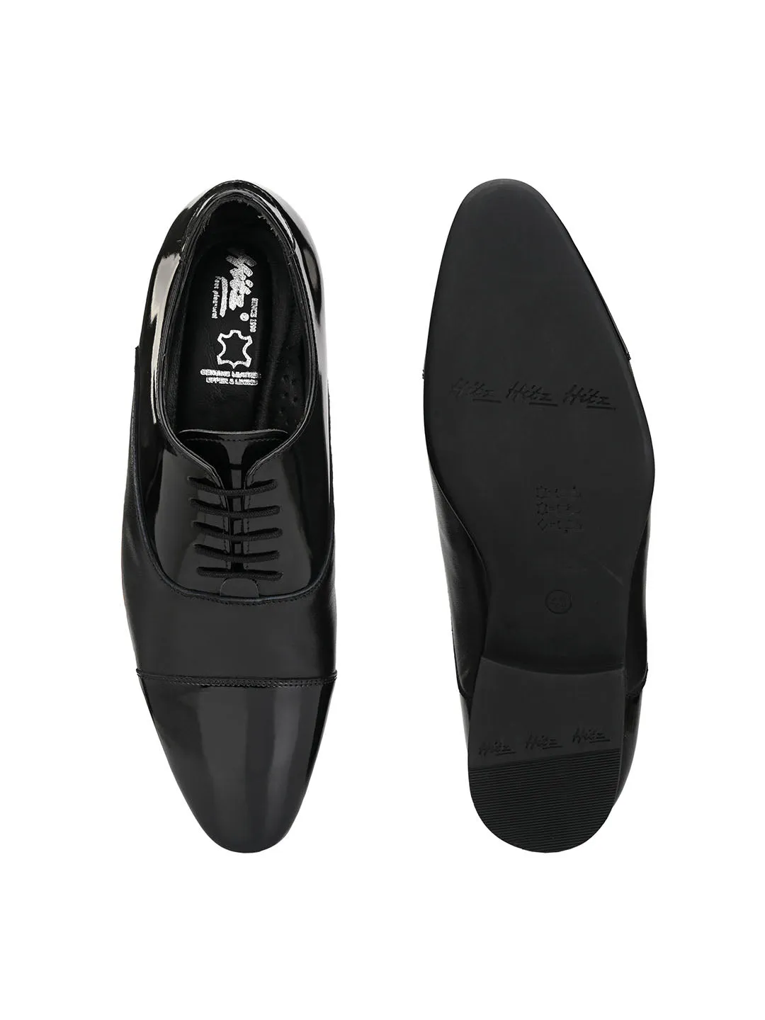 Hitz Men's Black Derby Formal Leather Shoes