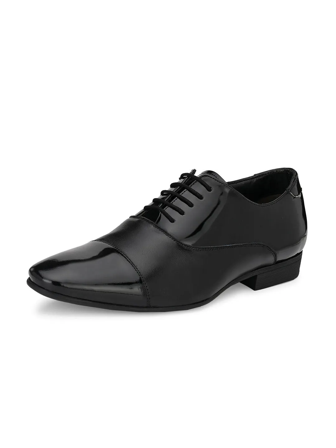 Hitz Men's Black Derby Formal Leather Shoes