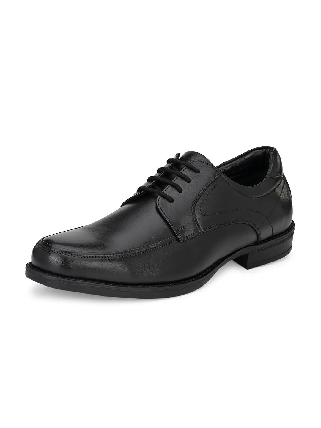 Hitz Men's Black Leather Lace-Up Formal Shoes