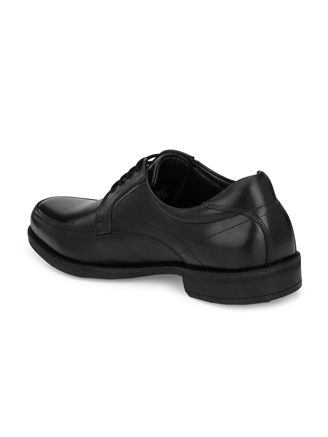 Hitz Men's Black Leather Lace-Up Formal Shoes