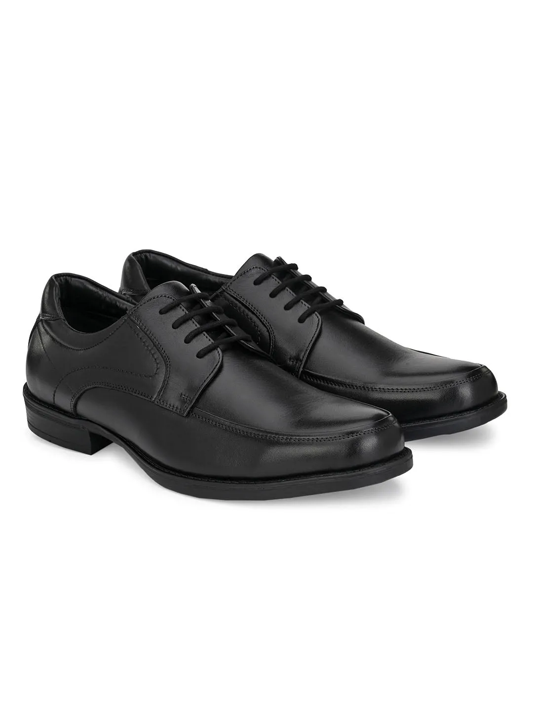 Hitz Men's Black Leather Lace-Up Formal Shoes