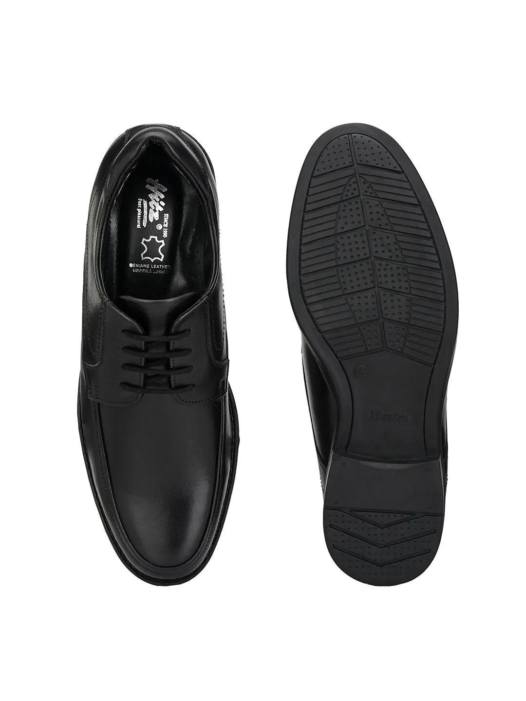 Hitz Men's Black Leather Lace-Up Formal Shoes