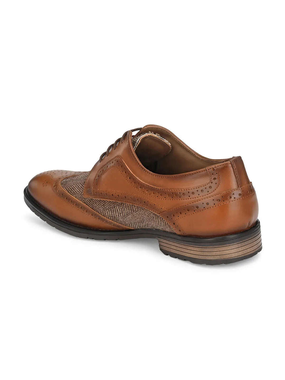 Hitz Men's Tan Leather Lace up Semi Formal Shoes