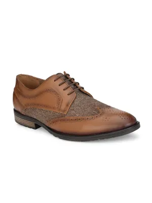 Hitz Men's Tan Leather Lace up Semi Formal Shoes