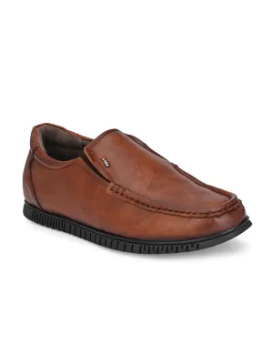 Hitz Men's Tan Synthetric Slip-On Comfort Shoes
