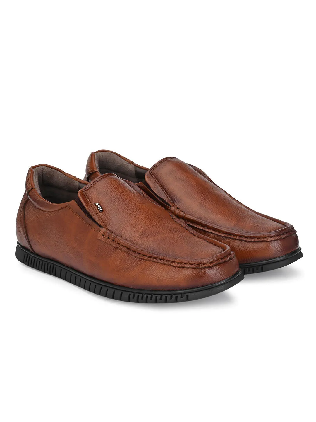 Hitz Men's Tan Synthetric Slip-On Comfort Shoes