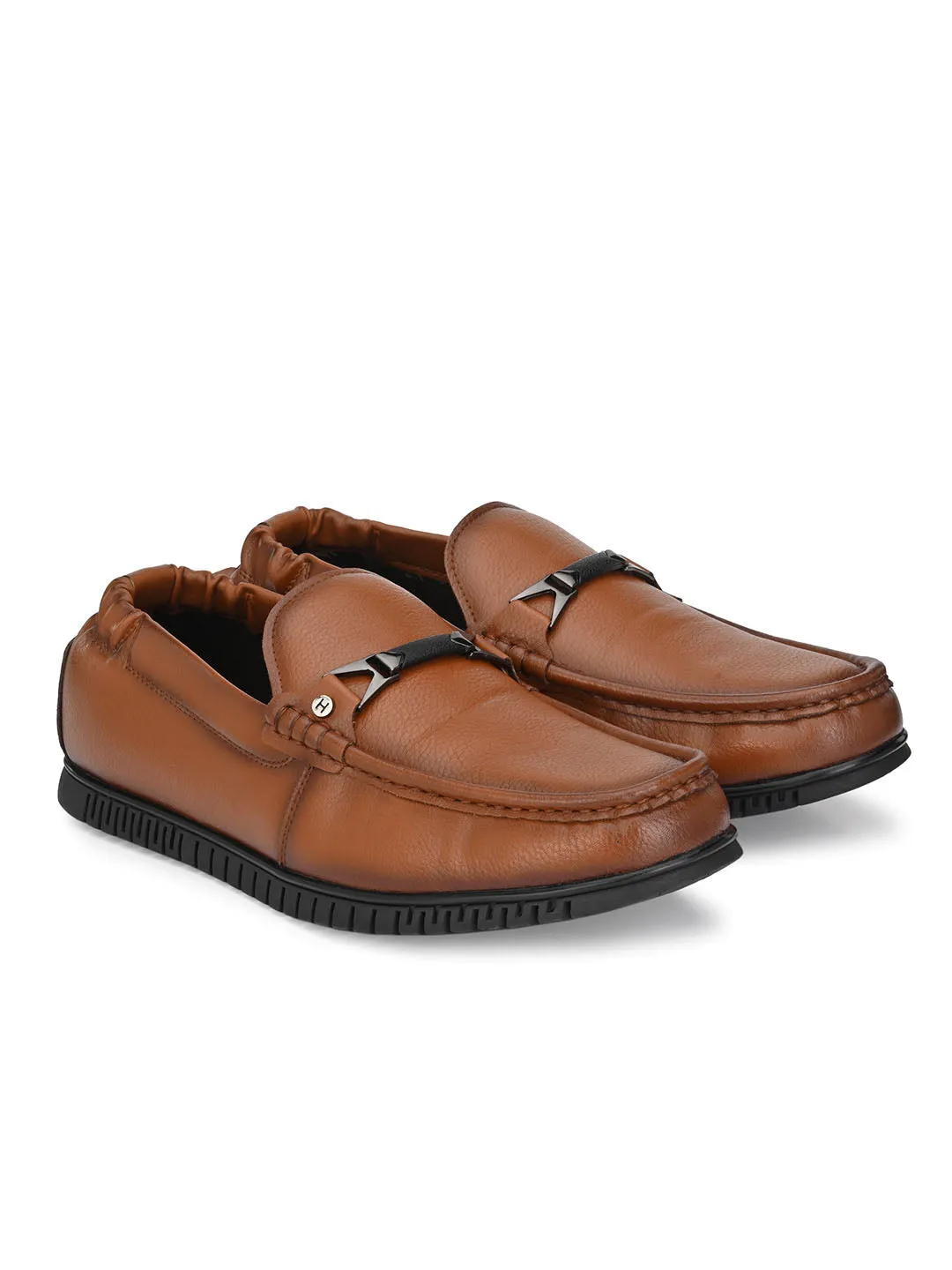 Hitz Men's Tan Synthetric Slip-On Comfort Shoes