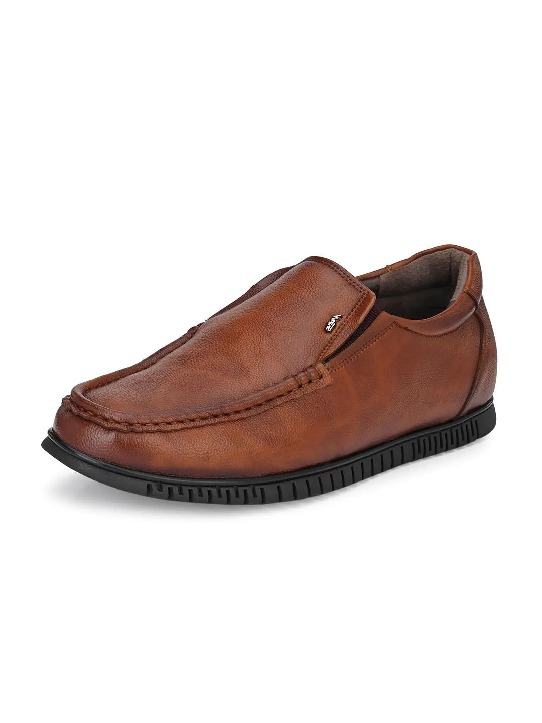Hitz Men's Tan Synthetric Slip-On Comfort Shoes