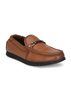 Hitz Men's Tan Synthetric Slip-On Comfort Shoes
