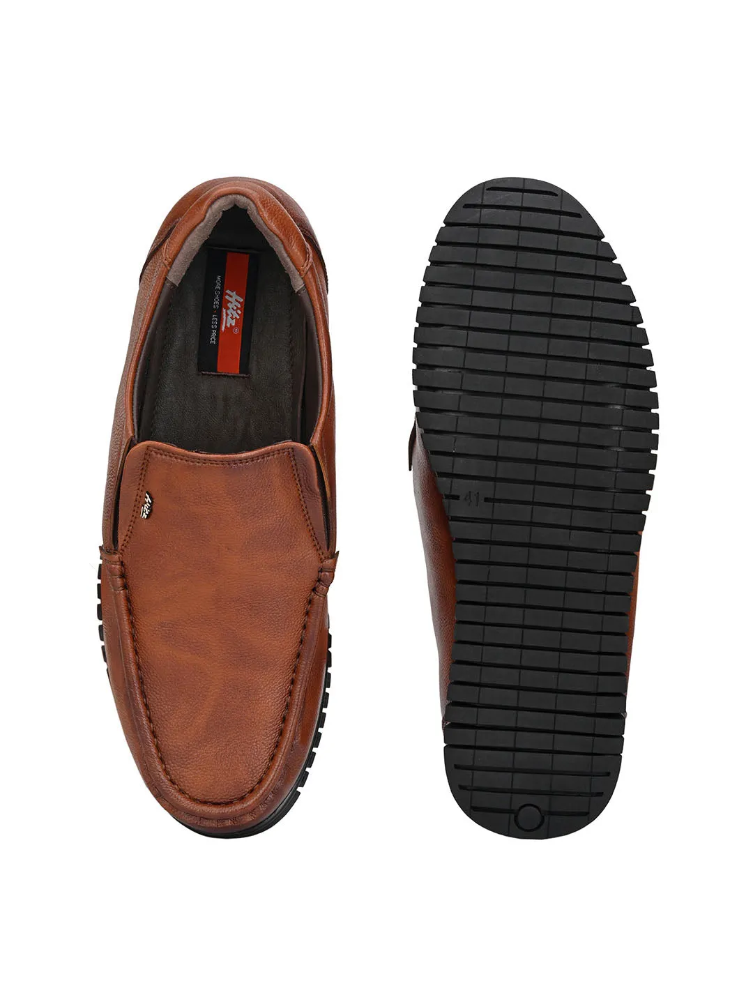 Hitz Men's Tan Synthetric Slip-On Comfort Shoes