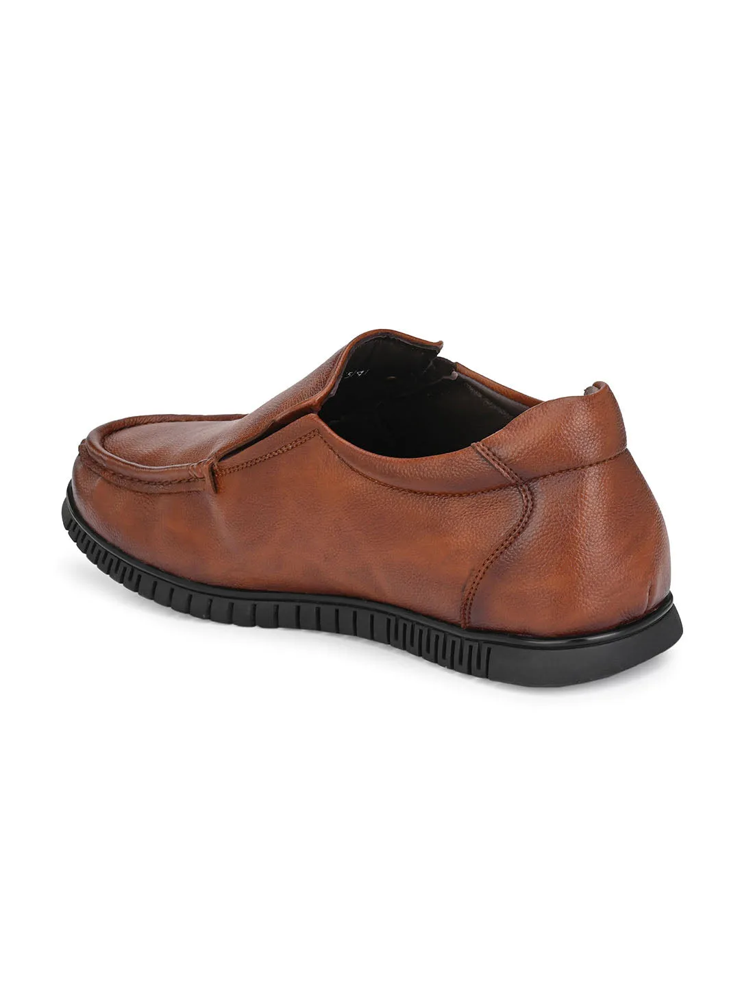 Hitz Men's Tan Synthetric Slip-On Comfort Shoes