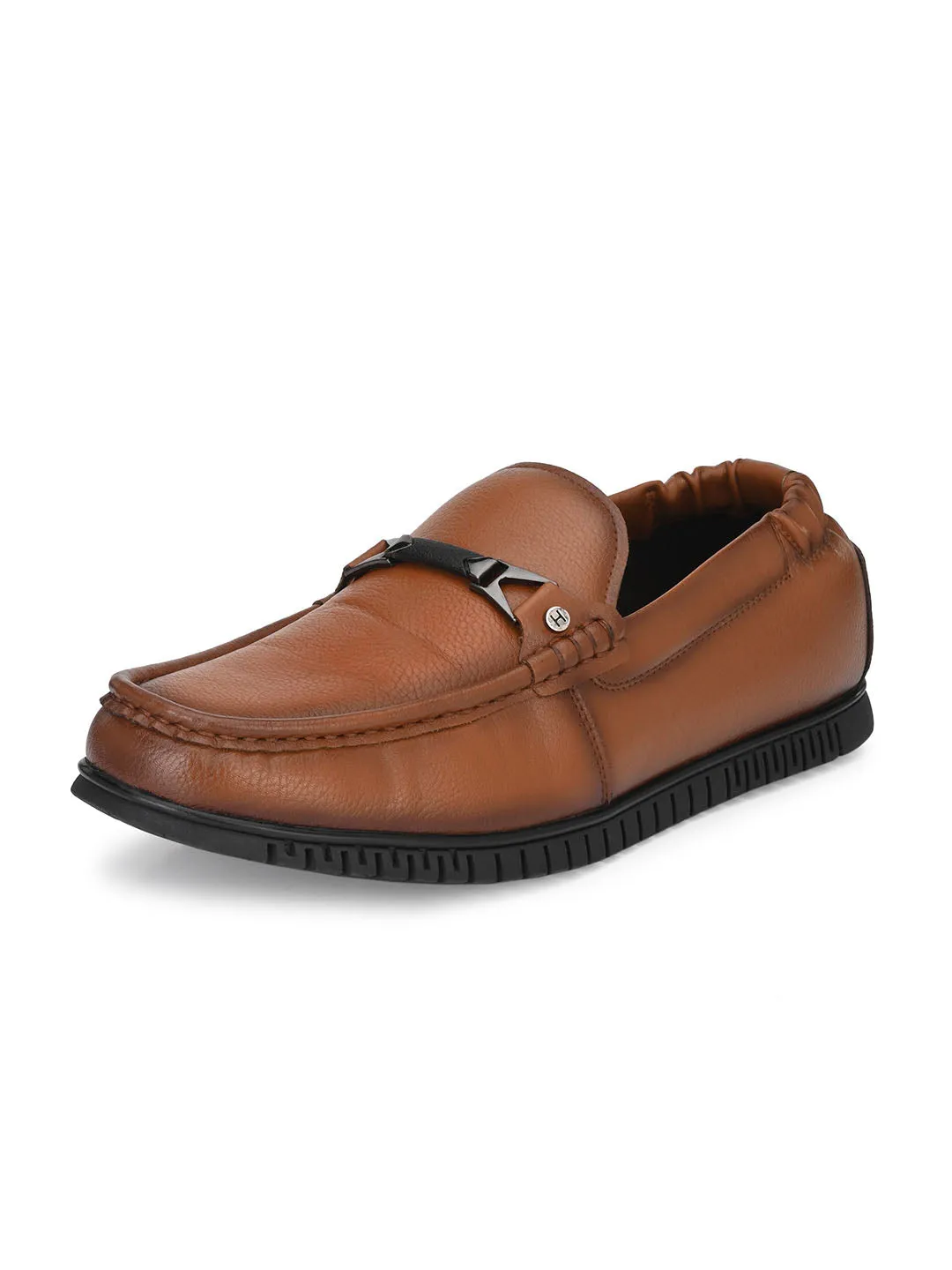 Hitz Men's Tan Synthetric Slip-On Comfort Shoes