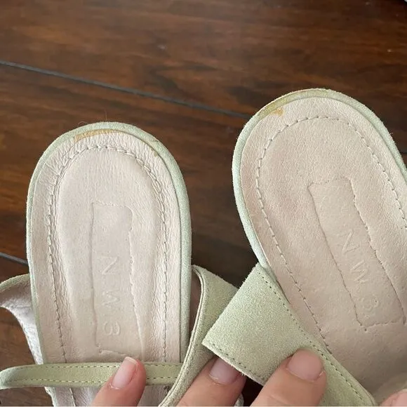 HOBBS N.W.3 Beige Suede &amp; Metallic Strappy Slingback Peep Toe Sandals sz 39/ 8