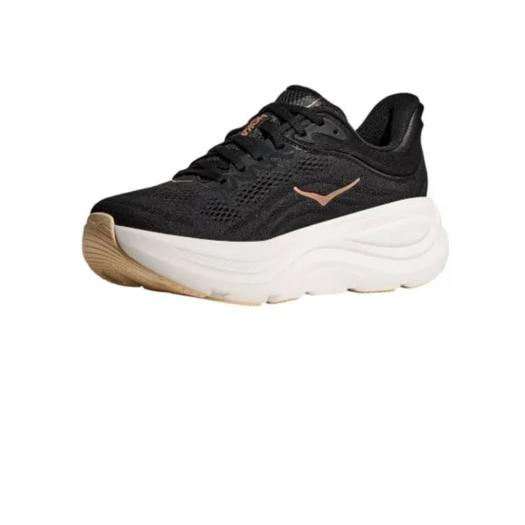 HOKA Women's Bondi 9 Running Shoes Color: Black/Rose Gold