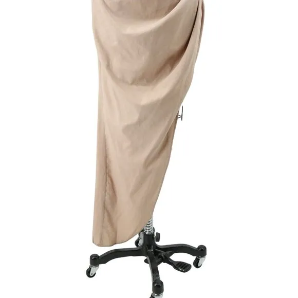 House of CB Soluna Sand Beige Thigh Split Strappy Sexy Maxi Dress L
