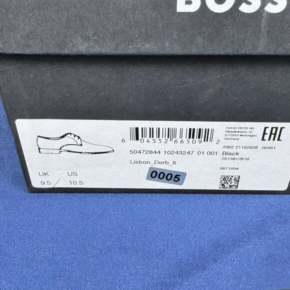 Hugo Boss Lisbon Derby Dress Shoe Black Dress Shoes Size 10.5 0005