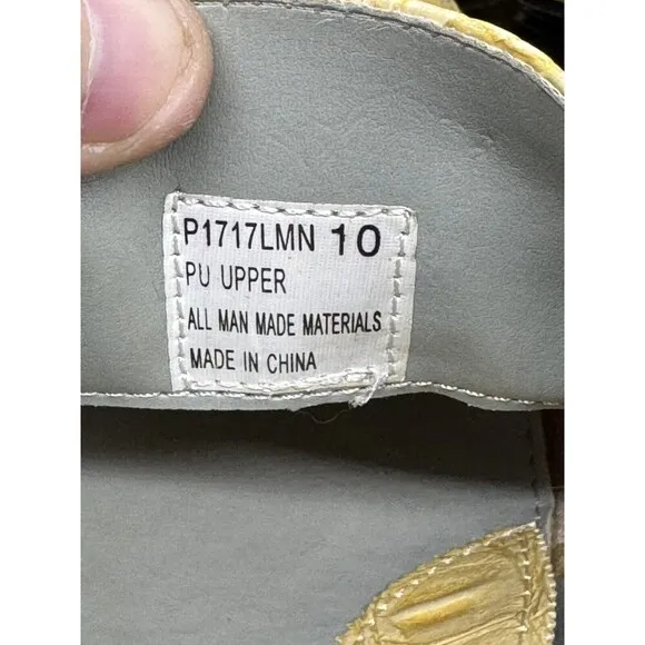 Hugo Vitelli Mens Size 10 Dress Shoes Fancy Yellow Faux Gator Shiny EUC Gold