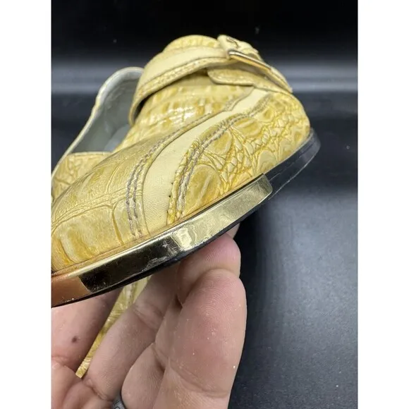Hugo Vitelli Mens Size 10 Dress Shoes Fancy Yellow Faux Gator Shiny EUC Gold