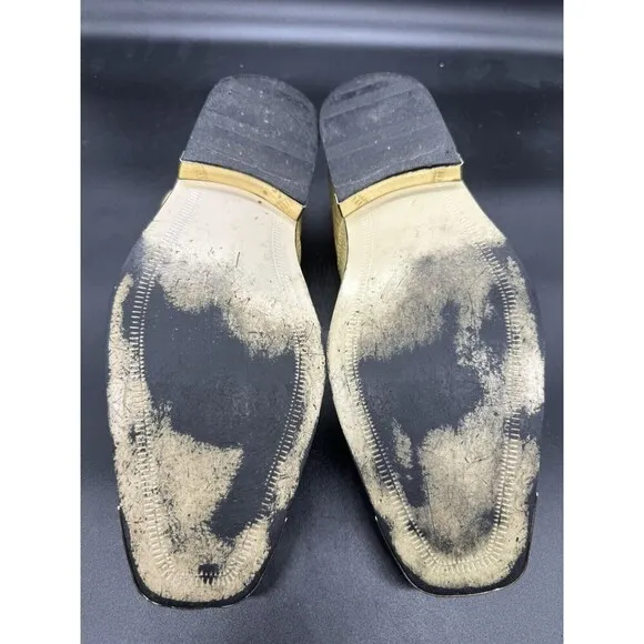 Hugo Vitelli Mens Size 10 Dress Shoes Fancy Yellow Faux Gator Shiny EUC Gold