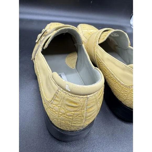 Hugo Vitelli Mens Size 10 Dress Shoes Fancy Yellow Faux Gator Shiny EUC Gold