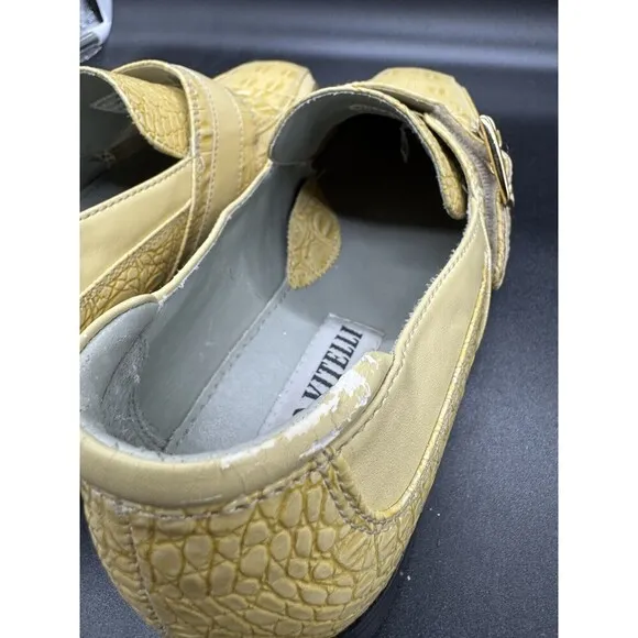 Hugo Vitelli Mens Size 10 Dress Shoes Fancy Yellow Faux Gator Shiny EUC Gold