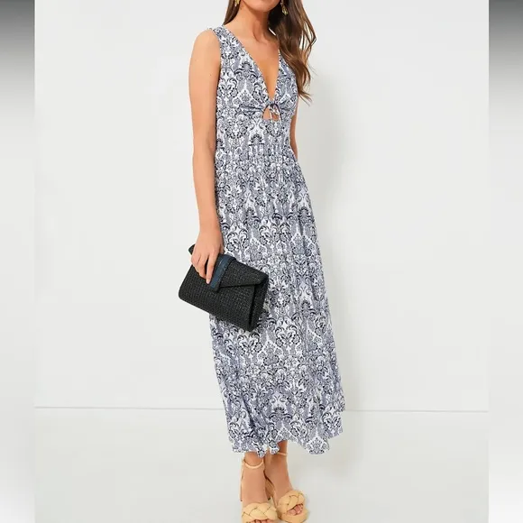 HYACINTH HOUSE Navy Scroll Print Toula Dress XS