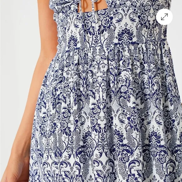 HYACINTH HOUSE Navy Scroll Print Toula Dress XS