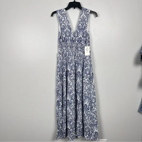 HYACINTH HOUSE Navy Scroll Print Toula Dress XS