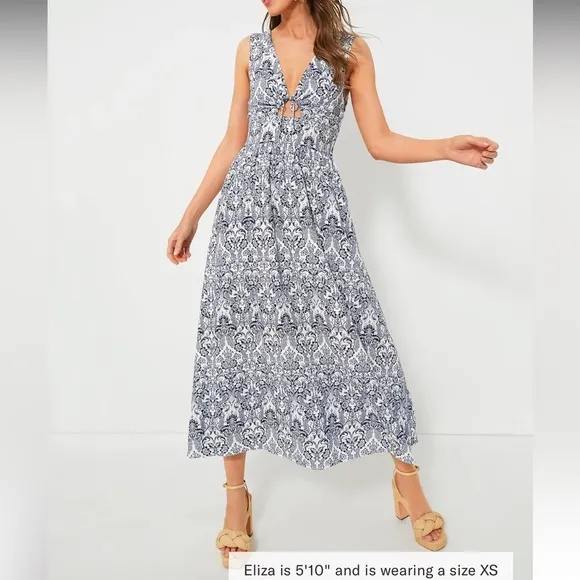 HYACINTH HOUSE Navy Scroll Print Toula Dress XS