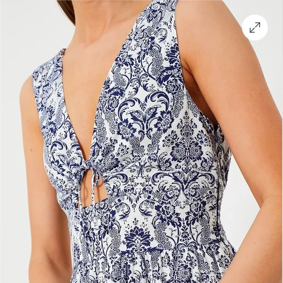 HYACINTH HOUSE Navy Scroll Print Toula Dress XS