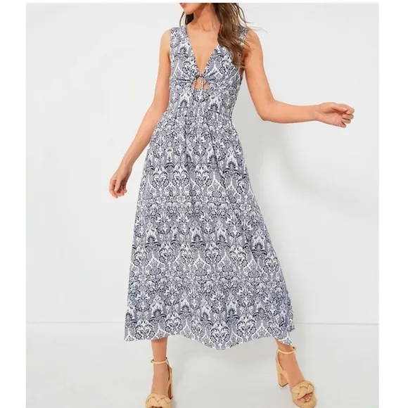 HYACINTH HOUSE Navy Scroll Print Toula Dress XS