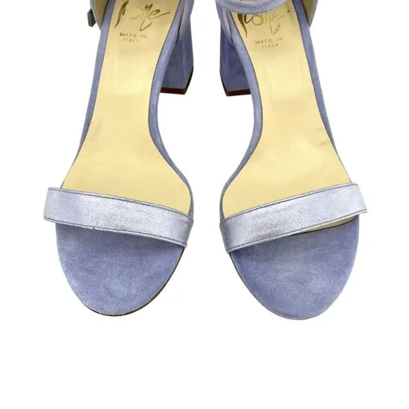 Icone Lilac Suede Leather Sandal Block Heels Open Toe Ankle Sz 36 EU 5.5 US NIB