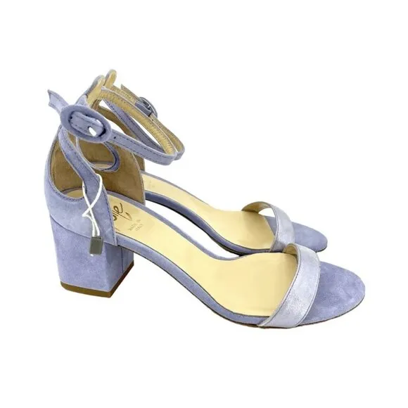 Icone Lilac Suede Leather Sandal Block Heels Open Toe Ankle Sz 36 EU 5.5 US NIB