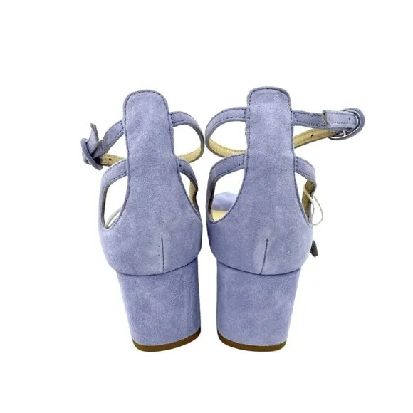 Icone Lilac Suede Leather Sandal Block Heels Open Toe Ankle Sz 36 EU 5.5 US NIB