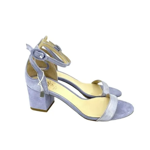 Icone Lilac Suede Leather Sandal Block Heels Open Toe Ankle Sz 36 EU 5.5 US NIB