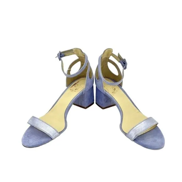 Icone Lilac Suede Leather Sandal Block Heels Open Toe Ankle Sz 36 EU 5.5 US NIB