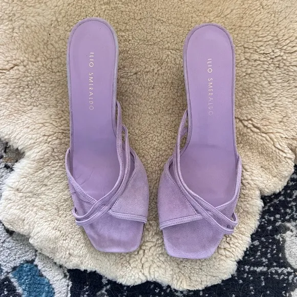 Ilio Smeraldo X Benedicte 01 Sandals Lavender Suede Heels