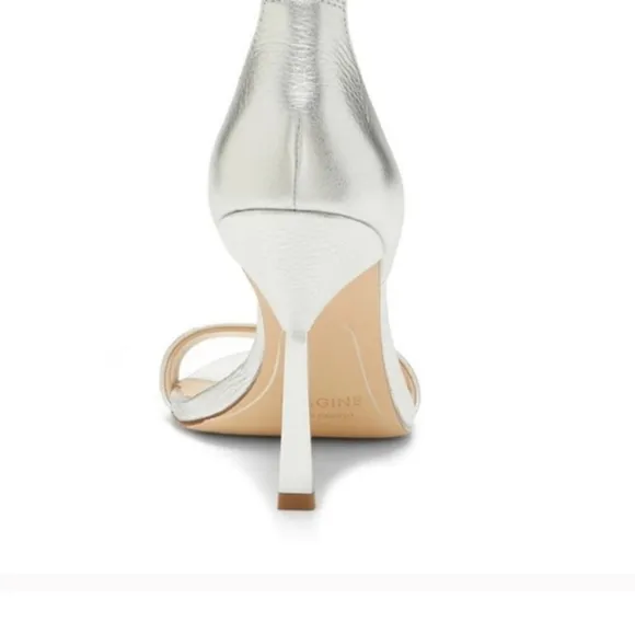 Imagine Vince Camuto Restin Leather Silver Strappy Heels Sz 7