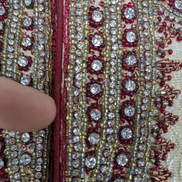 Indian Toddler Boys Wedding Jacket Pants Shoes Suit Shirwani Cream Red Beaded