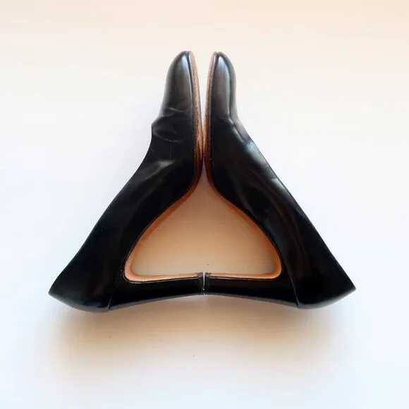 Isaac Mizrahi Black Leather Square Toe Slip-on Pumps / Heels / Shoes Size 8
