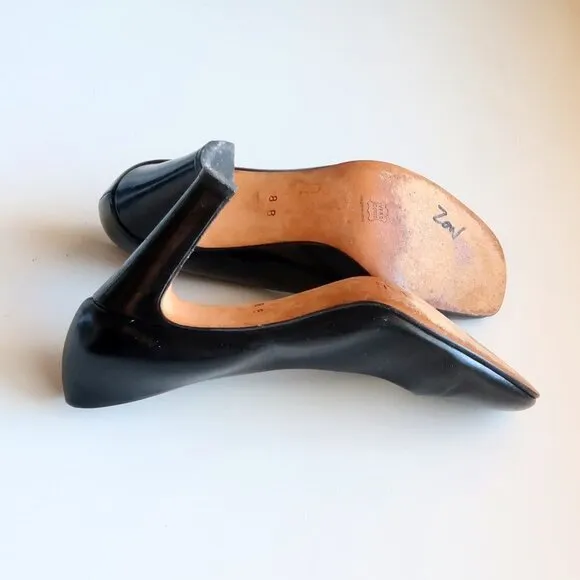 Isaac Mizrahi Black Leather Square Toe Slip-on Pumps / Heels / Shoes Size 8