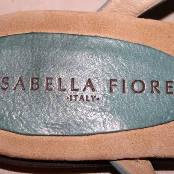 Isabella Fiore Turquoise Leather Embellished Shoes 5.5