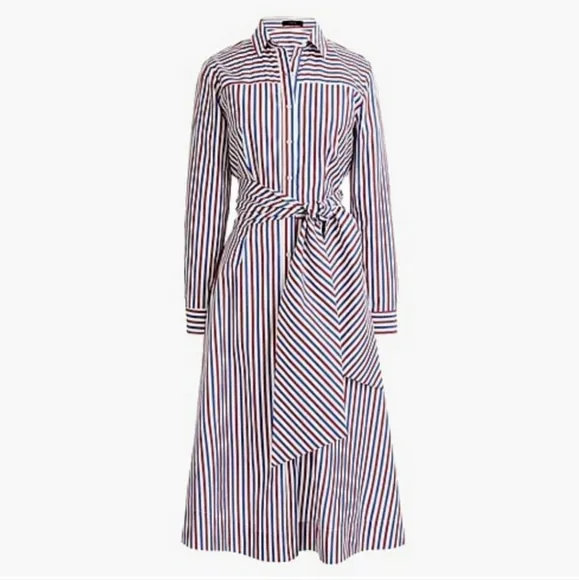 J CREW JCREW New Tie-waist Shirtdress in Stripe Womens size 2